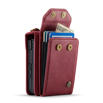 Samsung Galaxy Z Flip 7 Hoesje - Burgundy Red - Portemonnee Bookcase met Telefoonkoord
