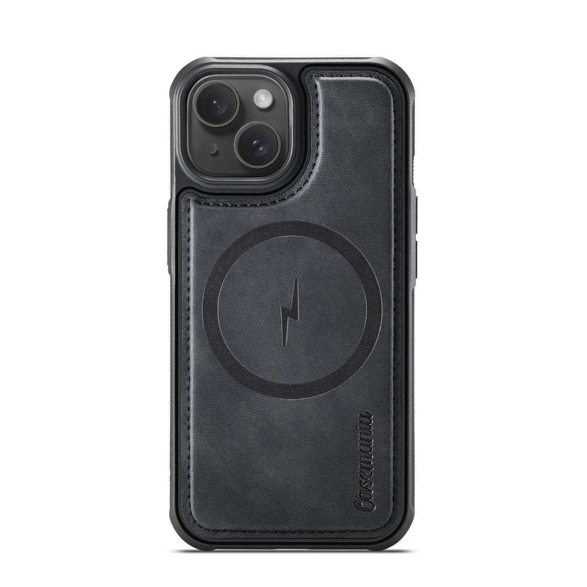 Apple iPhone 13 Case - Charcoal Gray - Faux Leather MagSafe Back Cover