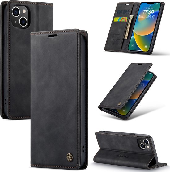 Apple iPhone 14 Plus Hülle - Charcoal Gray - Schlanke Klapphülle mit Kartenfach