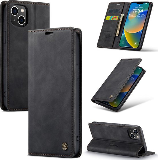 Apple iPhone 14 Hülle - Charcoal Gray - Schlanke Klapphülle mit Kartenfach