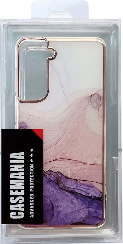 Samsung Galaxy S23 Plus Hoesje - Paars - Siliconen Marmer Back Cover