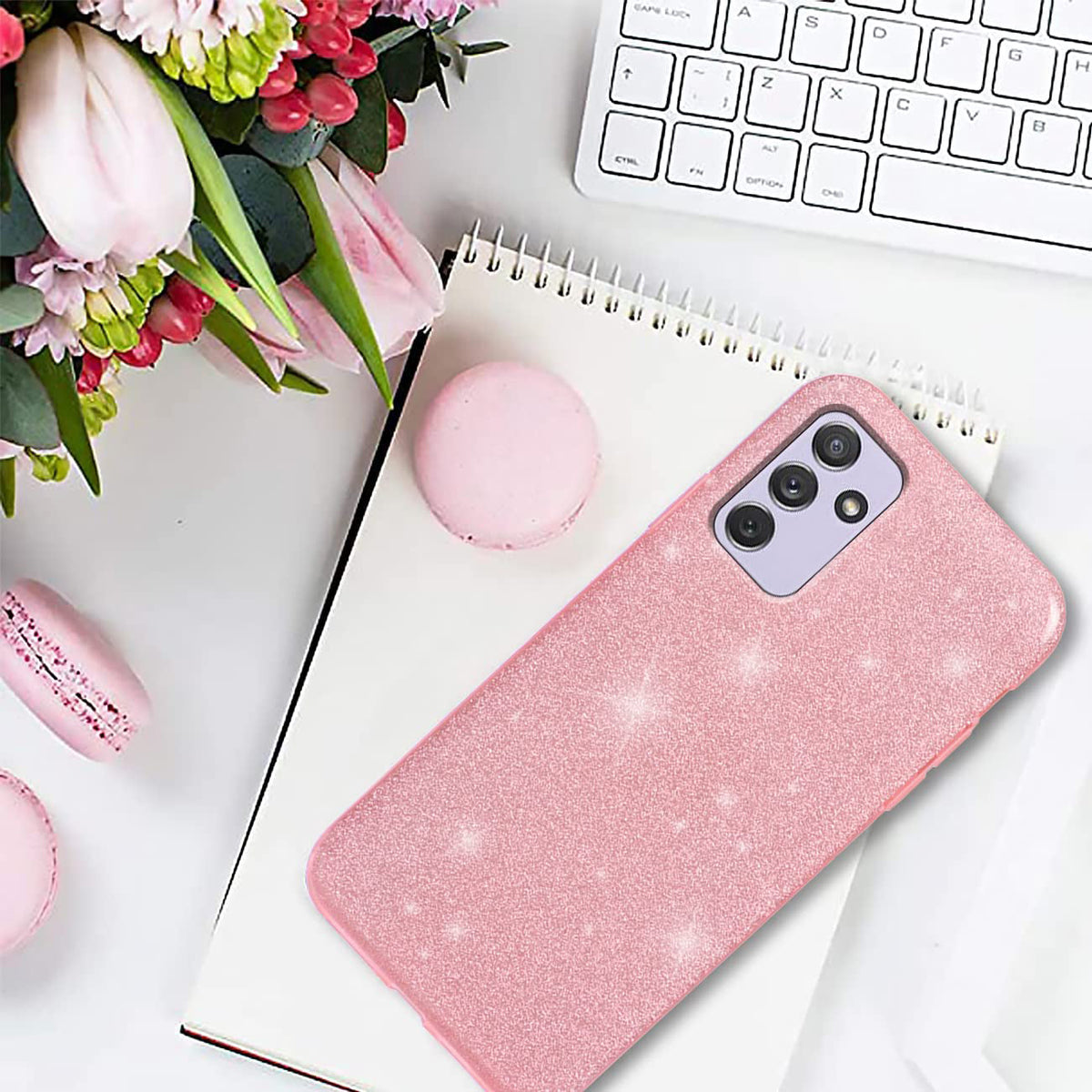 Samsung Galaxy A35 Hoesje - Roze - Glitter Back Cover