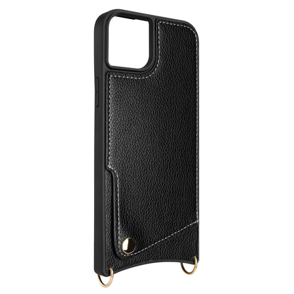 Apple iPhone 15 Hoesje - Zwart - Back Cover met Pols Bandje en Telefoonkoord