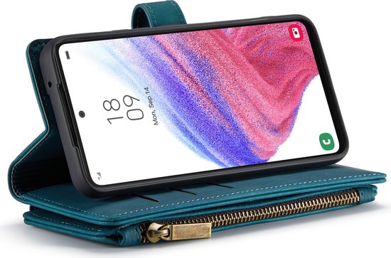 Étui Samsung Galaxy A53 5G - Vert émeraude - Étui portefeuille de luxe avec fermeture éclair