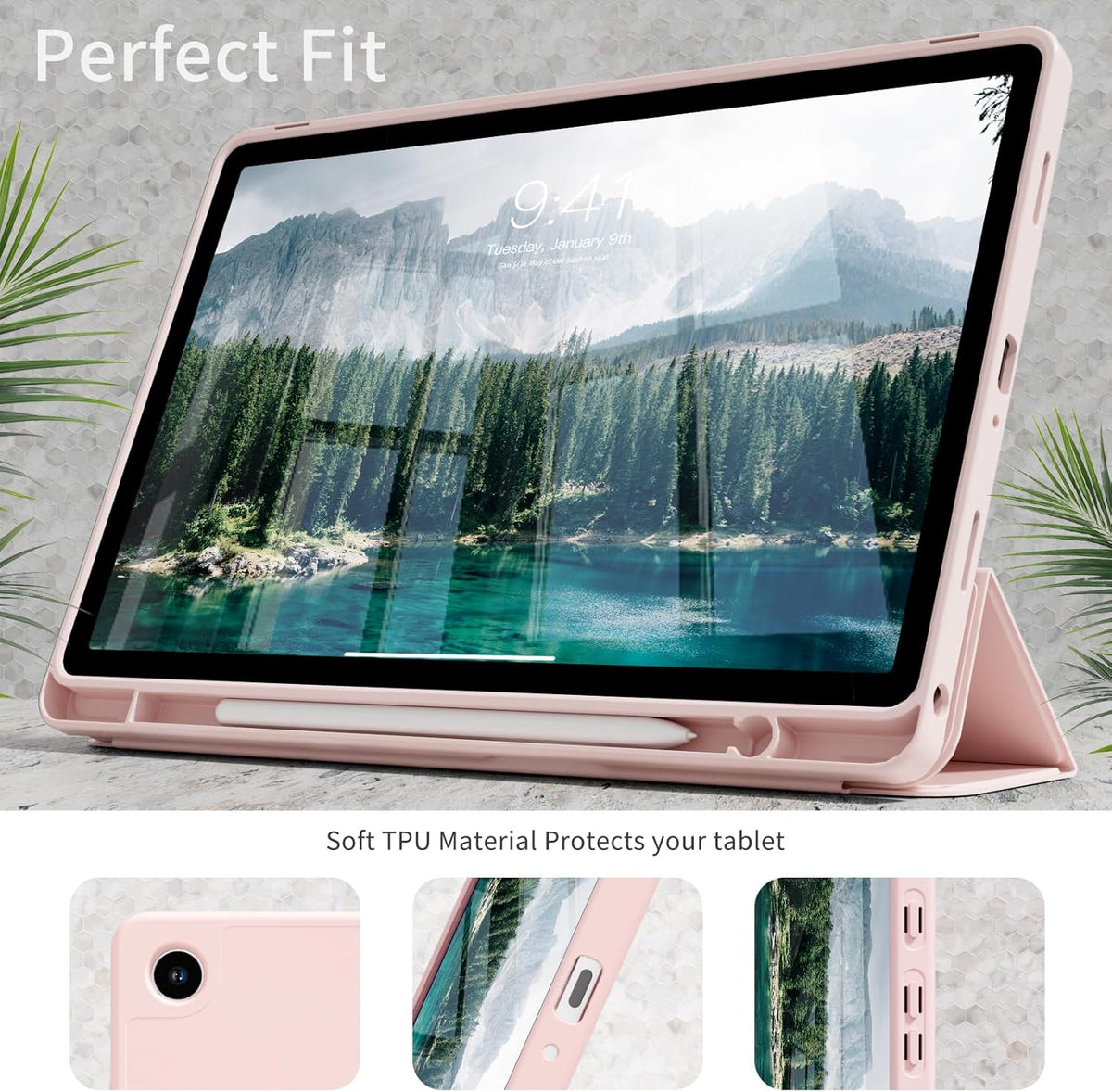 Samsung Galaxy Tab A11 Plus Tablethoes - Roze - Smart Cover