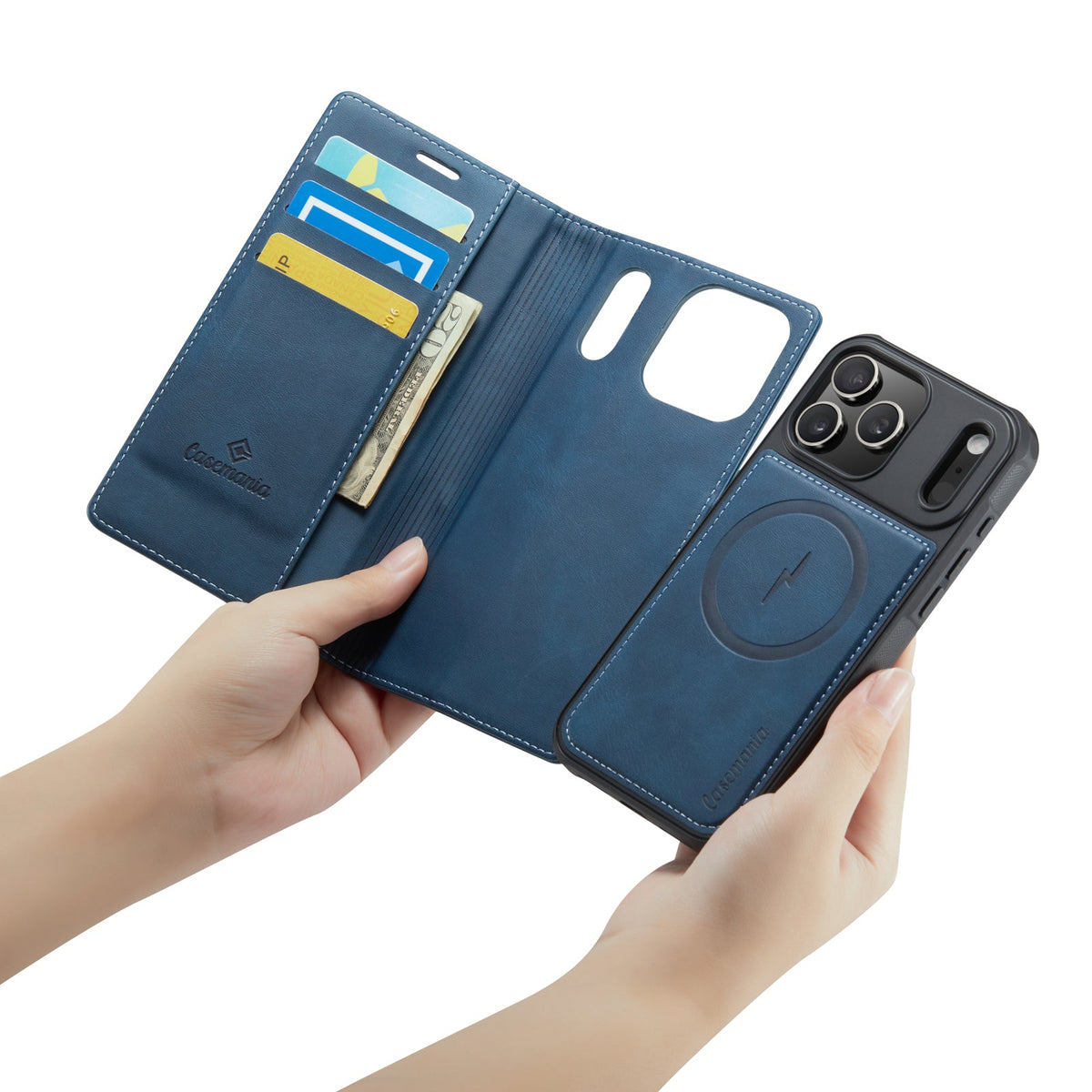 Apple iPhone 18 Pro Max Hoesje - Navy Blue - Luxe 2 in 1 MagSafe Bookcase