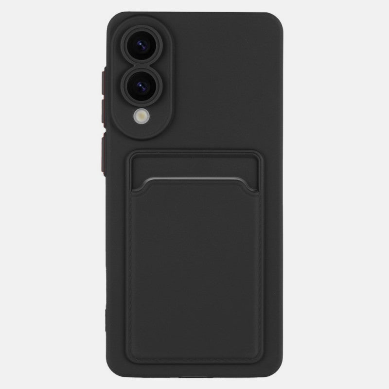 Samsung Galaxy S25 Edge Case - Black - Silicone Back Cover with Card Holder