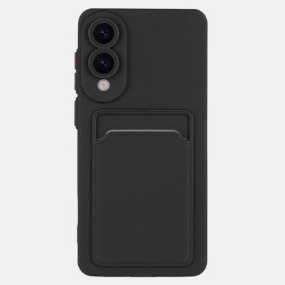 Samsung Galaxy S25 Edge Case - Black - Silicone Back Cover with Card Holder