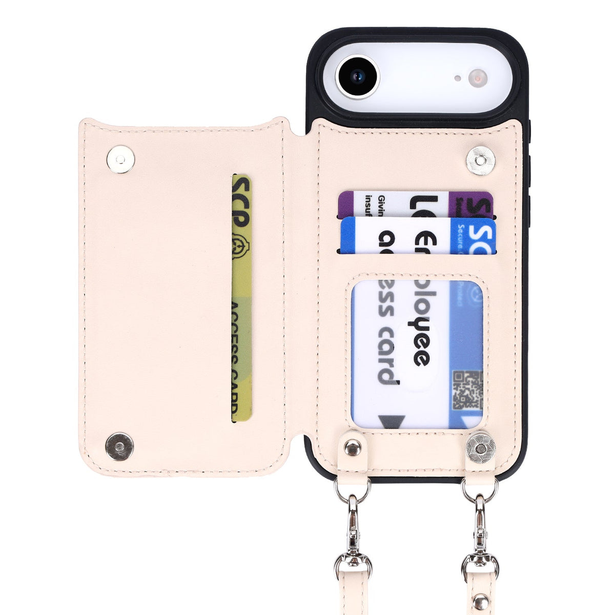 Apple iPhone Air Case - Beige - Luxury Back Cover with Phone Strap and Zipper