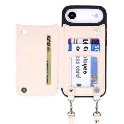 Apple iPhone Air Case - Beige - Luxury Back Cover with Phone Strap and Zipper