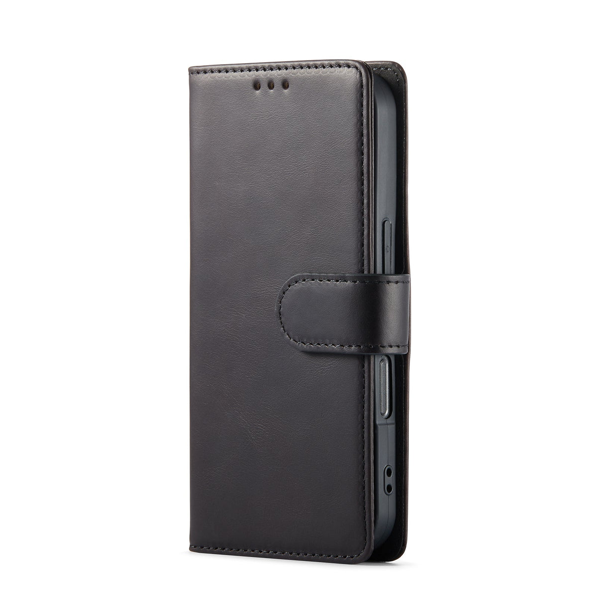 Apple iPhone 16 Pro Hoesje - Zwart - Echt Leren Bookcase