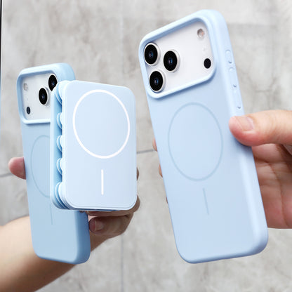 Apple iPhone 18 Pro Hoesje - Licht Blauw - Siliconen Back Cover met Afneembare Hartjes Zuignappen