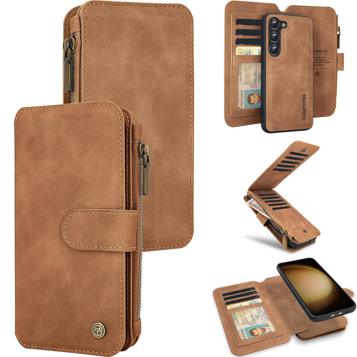 Samsung Galaxy S25 Hoesje - Sienna Brown - 2 in 1 Bookcase met Rits