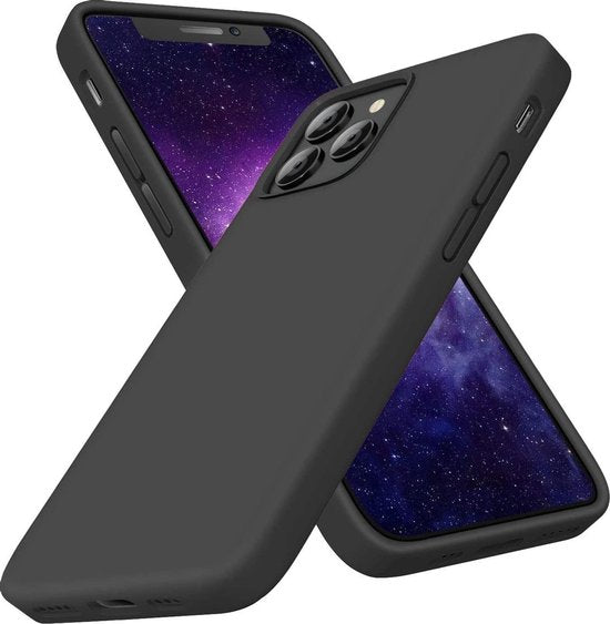 Apple iPhone 12 Hoesje - Zwart - Siliconen Back Cover