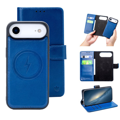 Apple iPhone Air Hülle - Navy Blue - Echtleder MagSafe Klapphülle mit Kartenfach