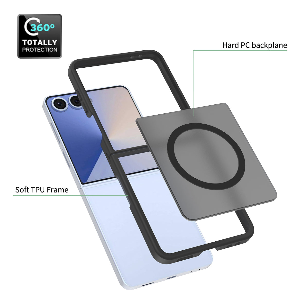 Samsung Galaxy Z Flip8 Case - Black - Matte Armor MagSafe Back Cover