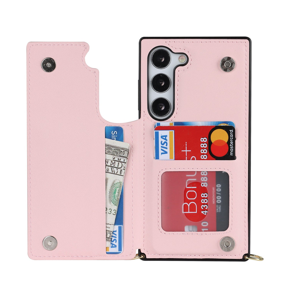 Samsung Galaxy S24 Hoesje - Roze - Luxe Back Cover met Telefoonkoord en Rits