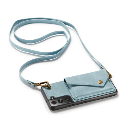 Samsung Galaxy S22 Plus Hoesje - Aqua Blue - Luxe Back Cover met Telefoonkoord