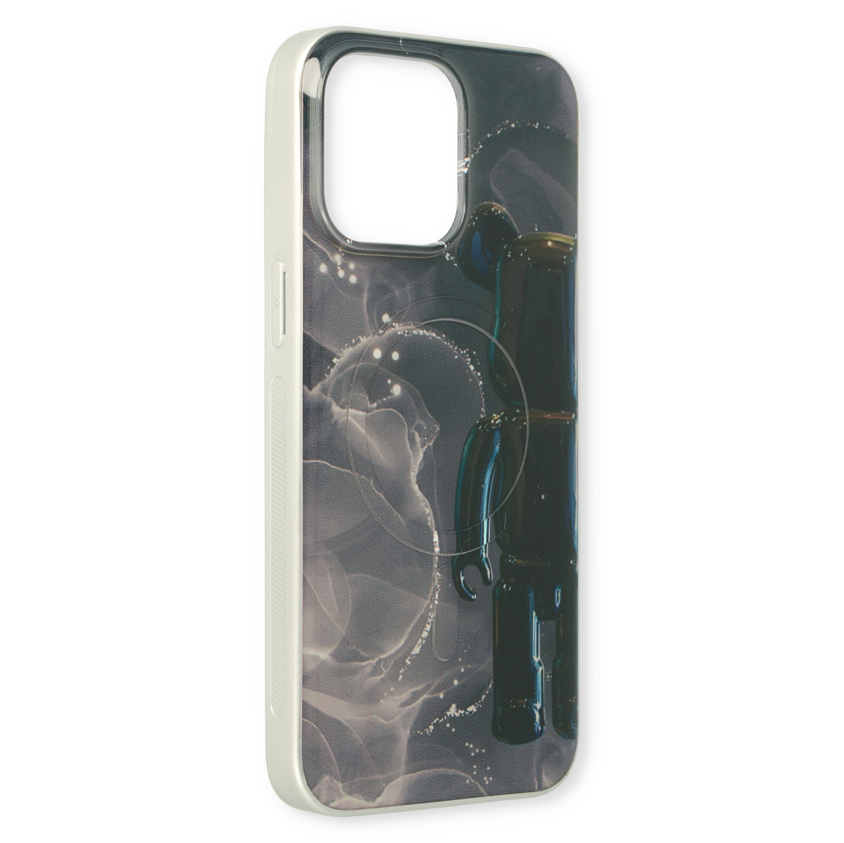 Apple iPhone 15 Plus Hoesje - Zwart - Siliconen Marmer MagSafe Back Cover