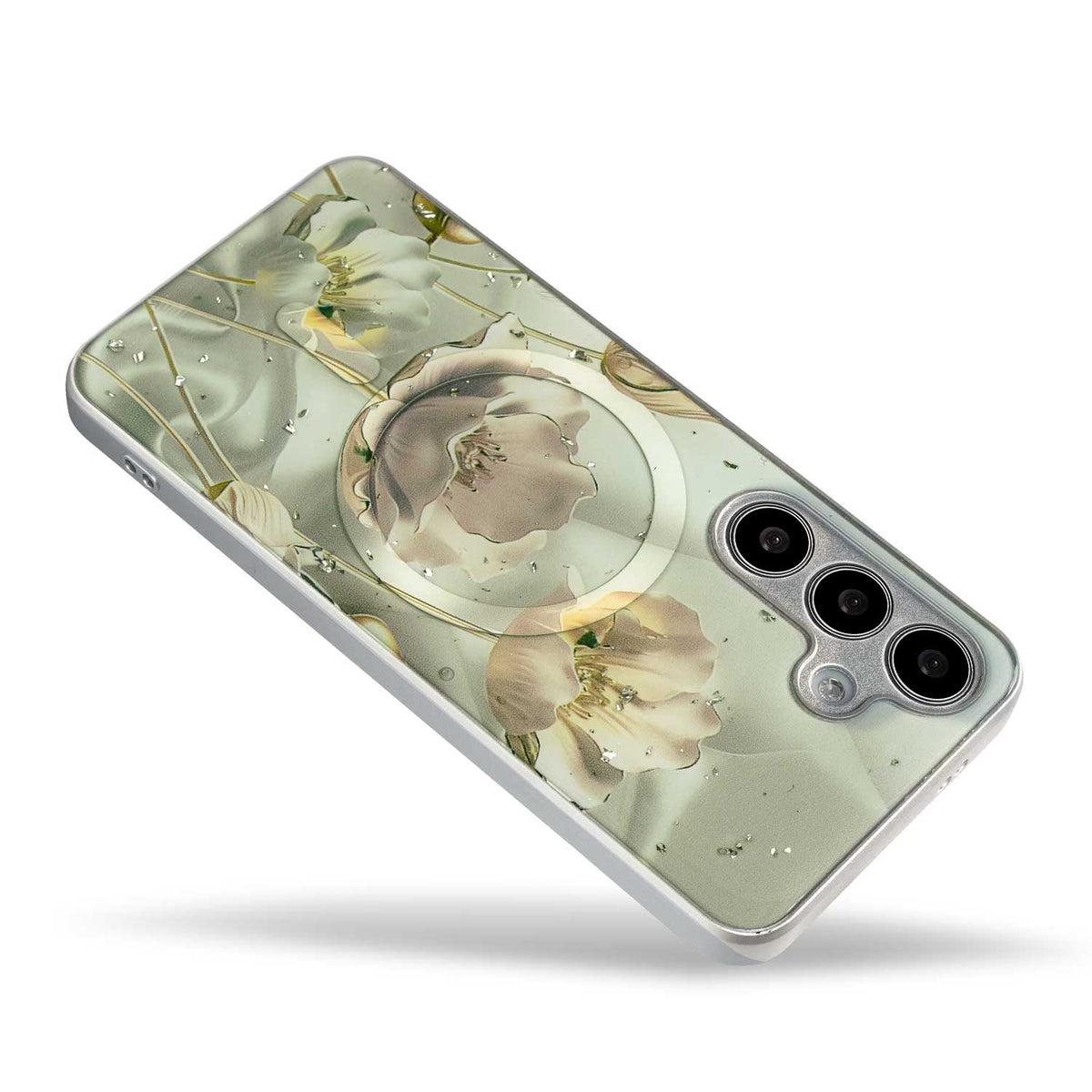 Samsung Galaxy S24 Hoesje - Groen - Siliconen Marmer MagSafe Back Cover