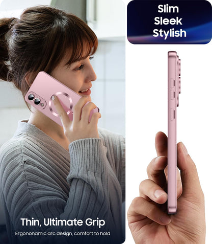 Samsung Galaxy S25 Edge Hoesje - Roze - Matte Siliconen MagSafe Back Cover