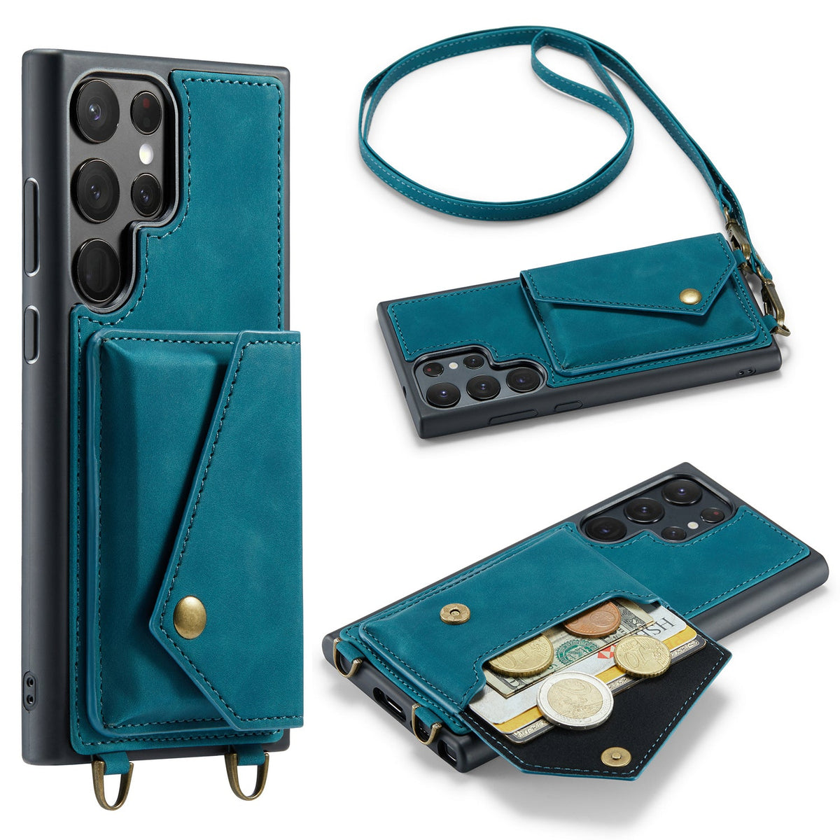 Samsung Galaxy S23 Ultra Case - Emerald Green - Luxury Back Cover with Phone Strap