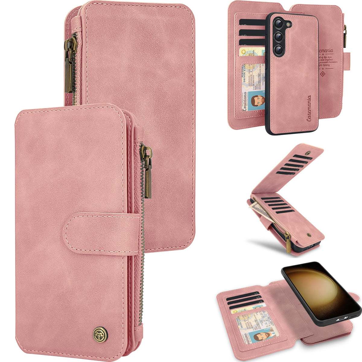 Samsung Galaxy S25 Plus Hoesje - Pale Pink - 2 in 1 Bookcase met Rits