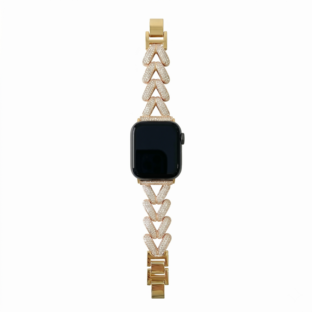 Apple Watch Bandje 44/45/46/49 mm - Metaal Schakelbandje met Kristallen - Goud