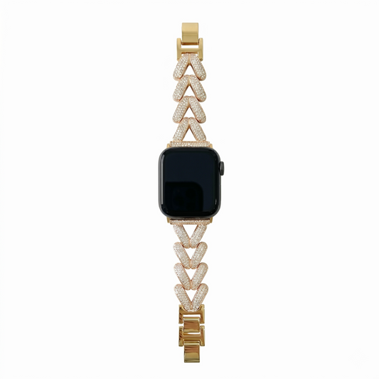 Apple Watch Bandje 38/40/41/42 mm - Metaal Schakelbandje met Kristallen - Goud