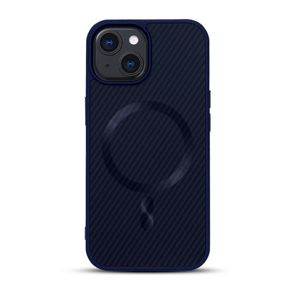 Apple iPhone 14 Hoesje - Blauw - Carbon MagSafe Back Cover