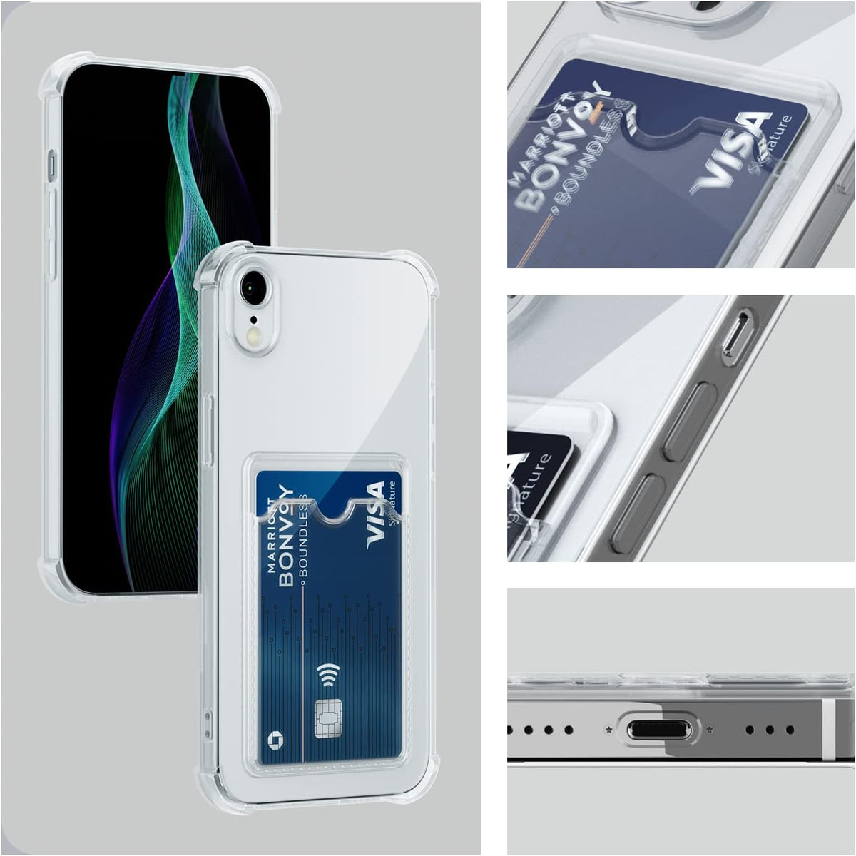 Apple iPhone XR Case - Clear - Back Cover with Card Holder
