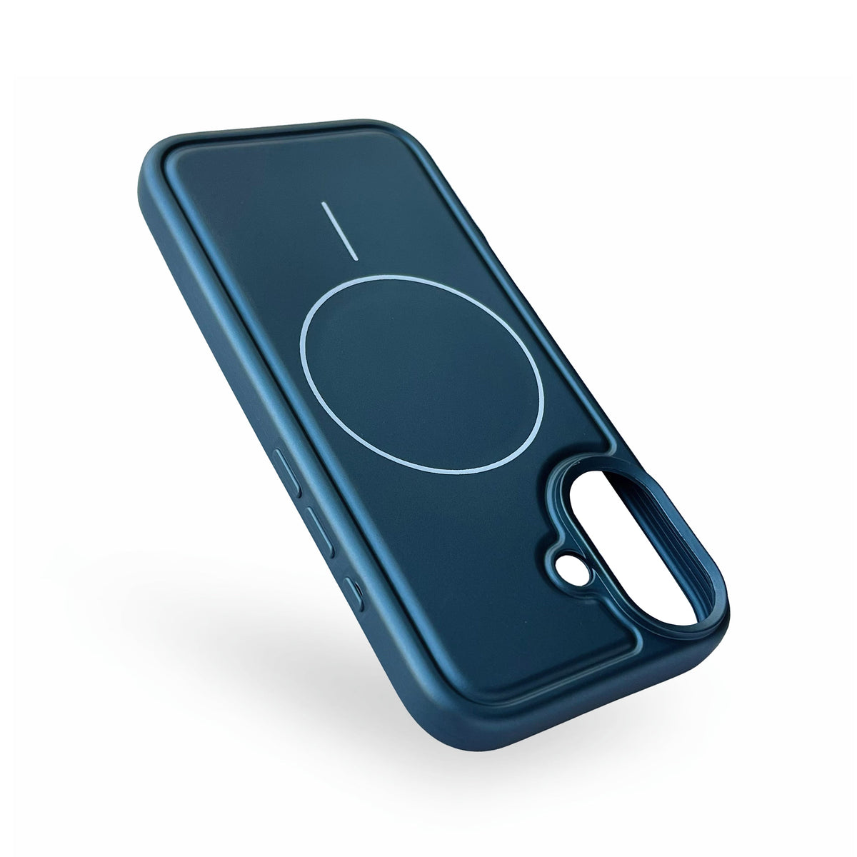 iPhone 17 Hoesje - Metallic Blauw - Matte Siliconen MagSafe Back Cover