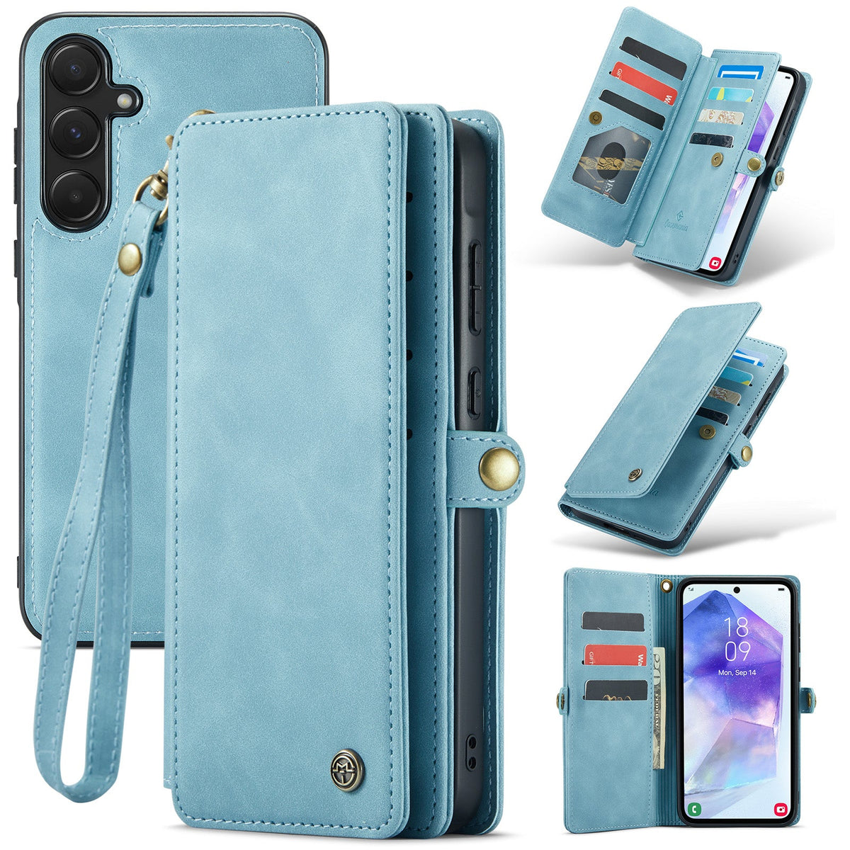 Samsung Galaxy S26 Hülle - Aqua Blau - 2-in-1 Bookcase mit 10 Kartenfächern