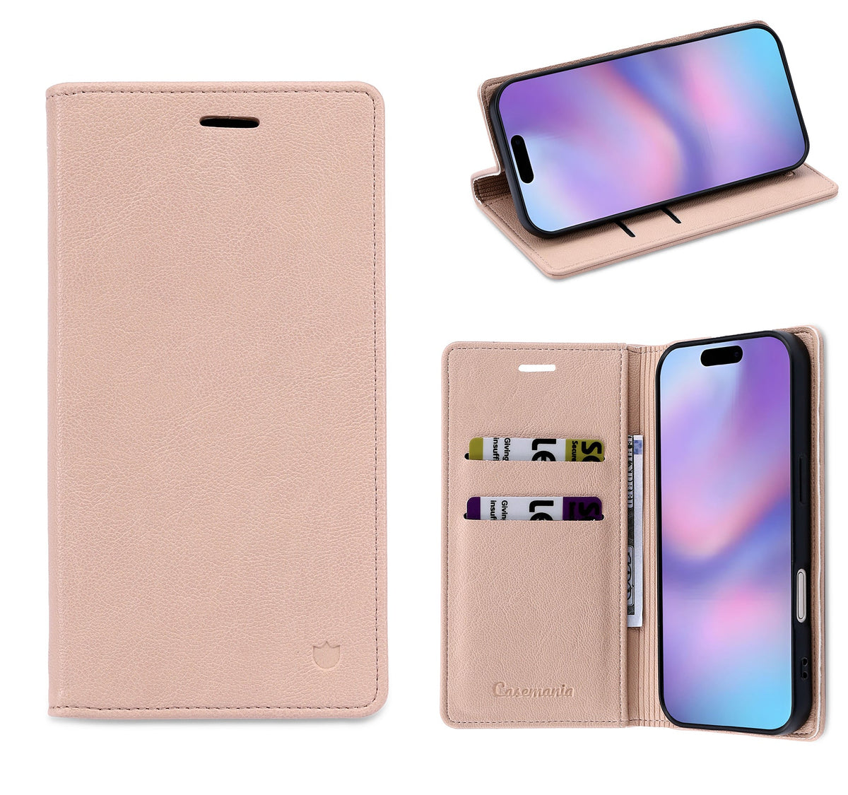 iPhone 16 Hoesje - Pale Pink - Dunne Leather-look Back Cover