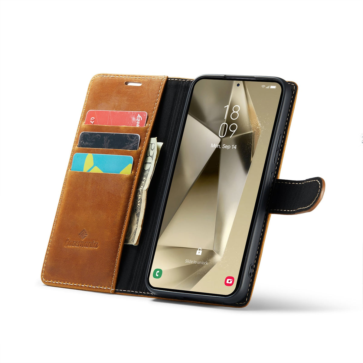 Samsung Galaxy S24 Plus Hoesje - Sienna Brown - Echt Leren Bookcase