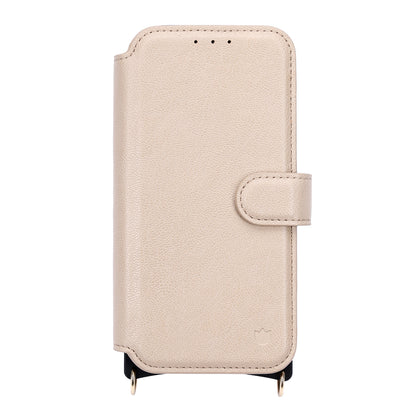 Apple iPhone 16 Hoesje - Beige - 'Amsterdam' Magnetische Wallet Case met Pasjeshouders en