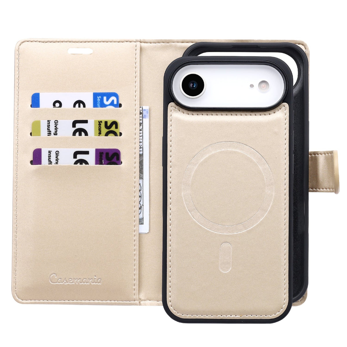 Apple iPhone Air Hülle - Gold - 2-in-1-Velvet-Klapphülle mit Kartenfach