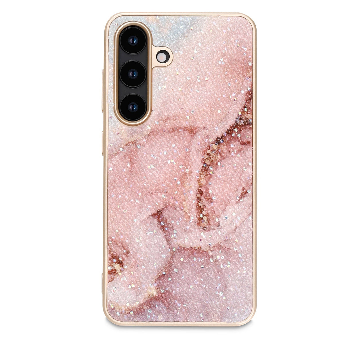 Samsung Galaxy A55 Hoesje - Roze - Diamant Marmer Glitter Back Cover