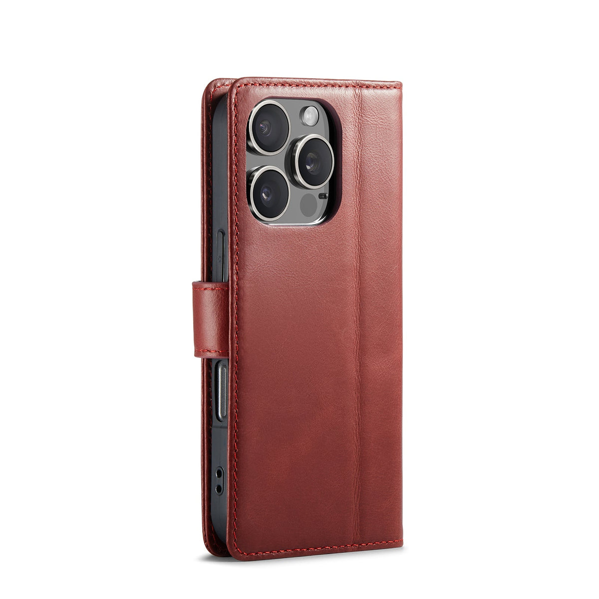 Apple iPhone 16 Pro Max Hoesje - Rood - Echt Leren Bookcase