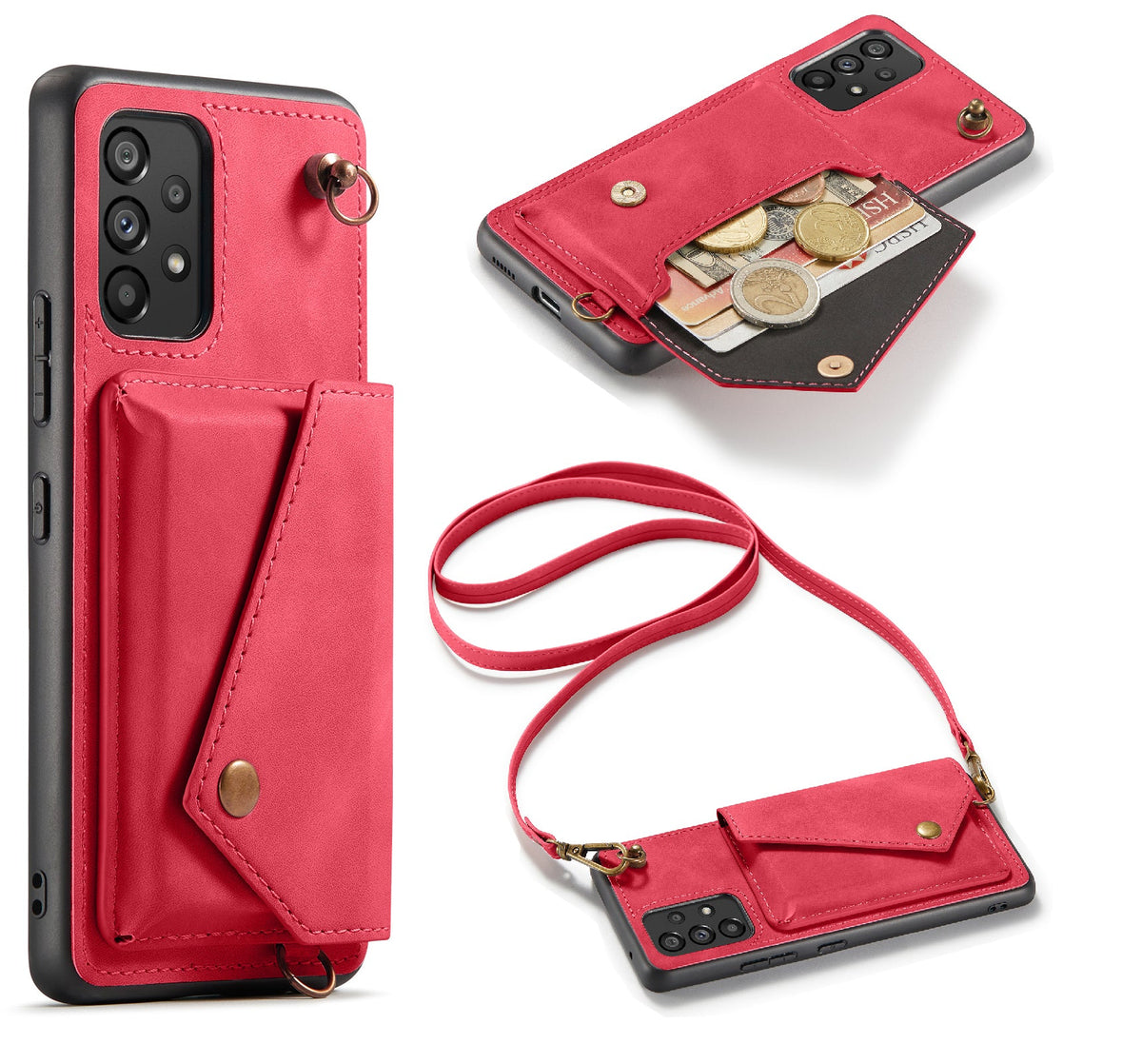 Samsung Galaxy A33 5G Hoesje - Royal Fuchsia - Luxe Back Cover met Telefoonkoord