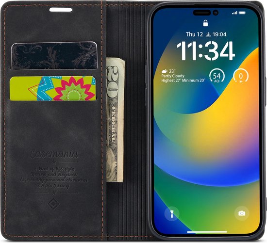 Apple iPhone 14 Pro Max Hoesje - Charcoal Gray - Dunne Bookcase