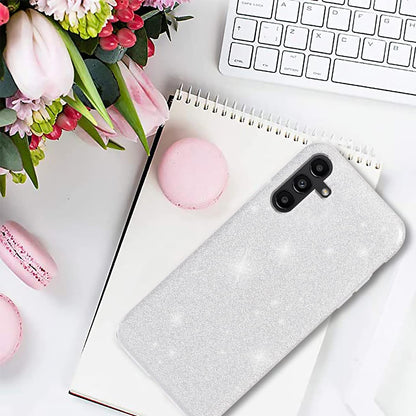 Samsung Galaxy A14 4G Hoesje - Zilver - Glitter Back Cover