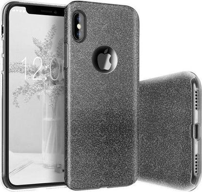 Apple iPhone X/10 Hoesje - Zwart - Glitter Back Cover