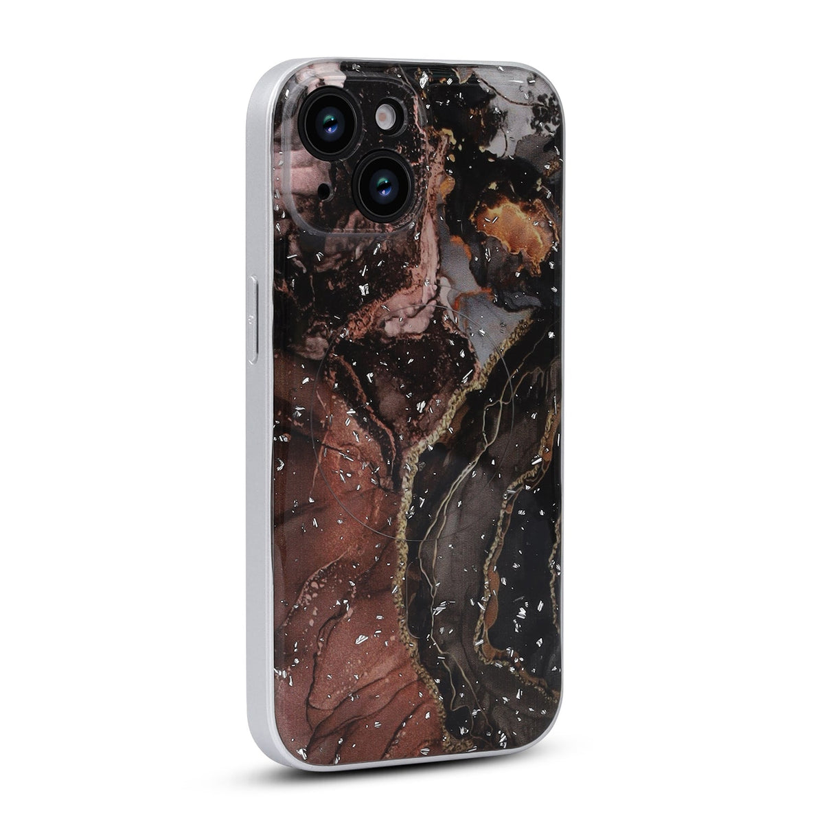 Apple iPhone 14 Hoesje - Zwart - Marmer Glitter MagSafe Back Cover