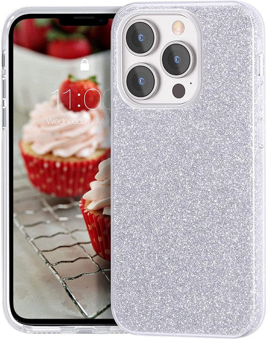 Apple iPhone 13 Pro Case - Silver - Glitter Back Cover