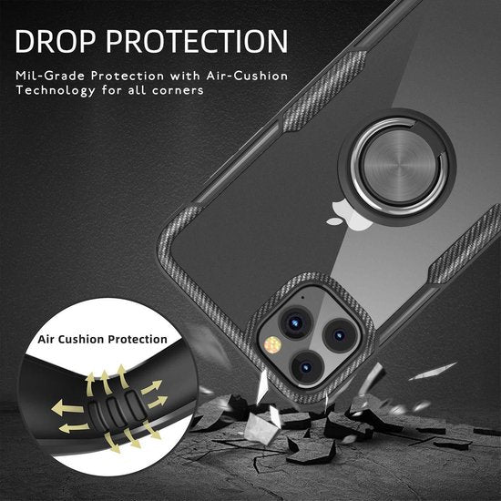 Apple iPhone 11 Pro Hülle - Schwarz - Ständer Ring Backcover