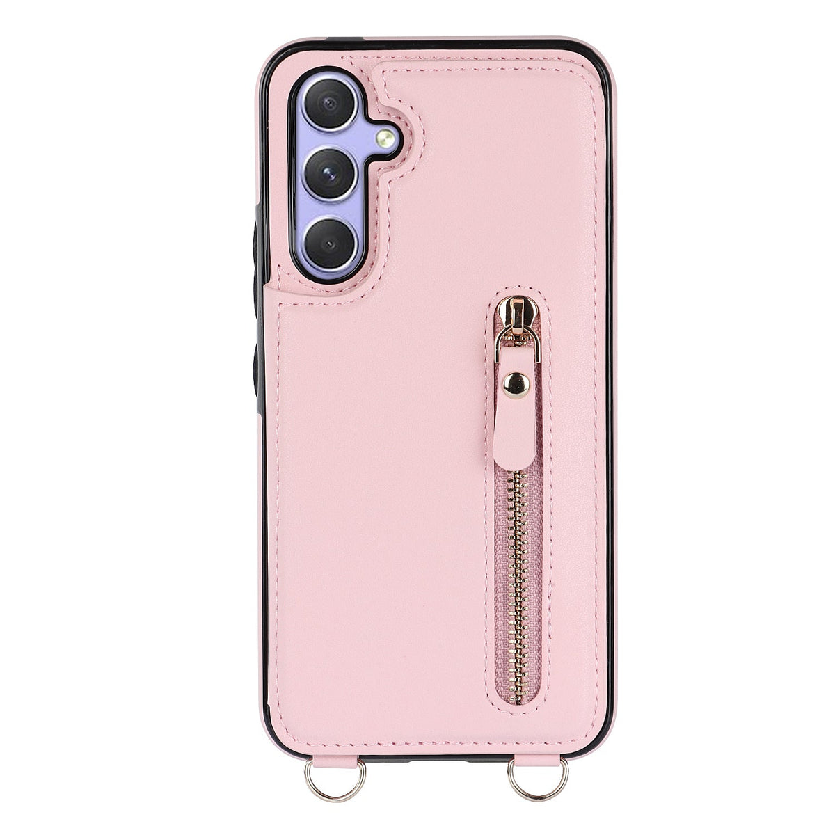 Samsung Galaxy S23 FE Hoesje - Roze - Luxe Back Cover met Telefoonkoord en Rits