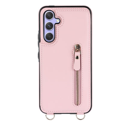 Samsung Galaxy A15 5G Hoesje - Roze - Luxe Back Cover met Telefoonkoord en Rits