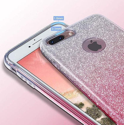 Apple iPhone X/10 Hoesje - Blauw & Zilver - Glitter Back Cover