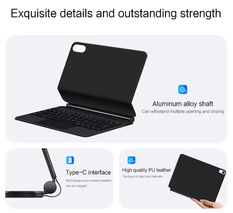 iPad 11 inch (2025) - Zwart - Keyboard Case met Touchpad + Verlichting